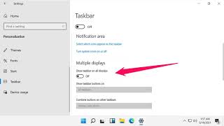 How to Show \ Enable Taskbar on Multiple Displays in Windows 11 [upl. by Ravi]