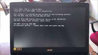 No bootable device  insert boot disk and press any key Media test failure check cable  Acer [upl. by Ck]