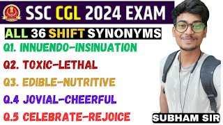 All Synonyms  Asked In SSC CgL 2024  All Shifts Ans Key Solution By Subham Sir ssccgl2024 [upl. by Tombaugh]