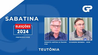 ELEIÇÕES 2024  SABATINA COM CANDIDATOS DE TEUTÔNIA  RENATO AIRTON ALTMANN E EVANDRO BIONDO [upl. by Dahsraf]