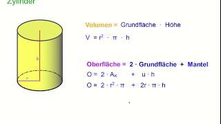 Volumen und Oberfläche eines Zylinders berechnen [upl. by Klein]