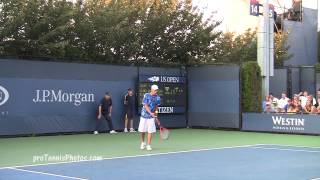 Brian Battistone uses a TwoHandled Racket 2012 US Open [upl. by Neehcas]