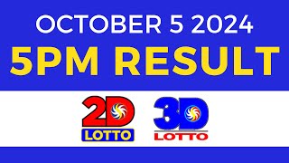 5pm Lotto Result Today October 5 2024  PCSO Swertres Ez2 [upl. by Shanta]