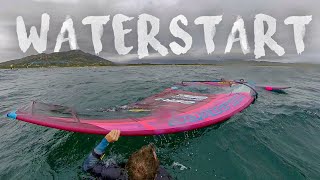 WATERSTART with BIG AND HEAVY race sail  POV [upl. by Liederman]