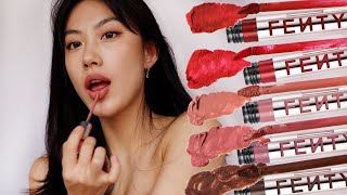 NEW Fenty Beauty Icon Velvet Liquid Lipstick  Swatches  Demo [upl. by Ikeda]