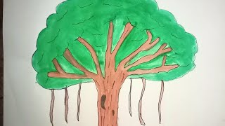 Drawing for nature alamaram image drawing How to Draw Banyan tree [upl. by Nomed]