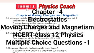 Chapter 4 Moving Charges and Magnetism NCERT class 12 Physics MCQ practice PhysicsCoachMCQ [upl. by Alyda349]