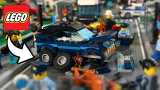 Making a LEGO car crash scene in the city  Lego city update [upl. by Ieluuk]