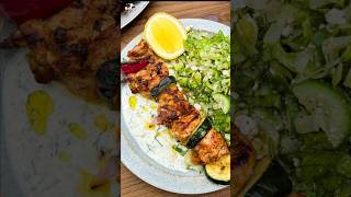 Grilled Pepperoncini Chicken Kabobs Spicy Yogurt Sauce and Maroulosalata [upl. by Aivun575]