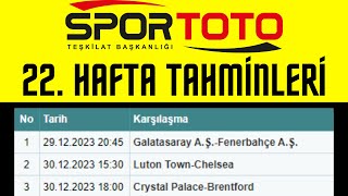 Spor Toto 22 Hafta Tahminleri  maç iddaa oran bahis futbol yorum taktik analiz canlı banko kupon [upl. by Laughry]