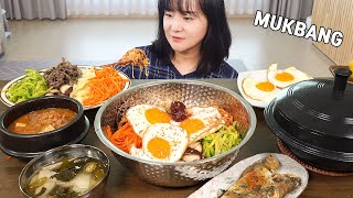 요리 먹방  야채 볶아서 비빔밥 만들었는데 밥이 질게됐어요 ㅠㅠ  소고기 청국장 Korean Bibimbap [upl. by Reemas]