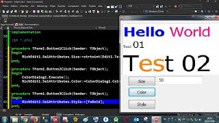 Delphi 024 RichEdit  06 Color Size text Selected [upl. by Petrine]