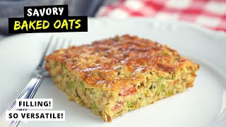 I made baked oats for DINNER savory version HEALTHY AND CHEAP [upl. by Nosraep]