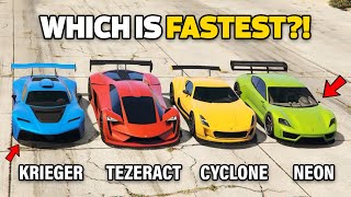 GTA 5 ONLINE  KRIEGER VS TEZERACT VS CYCLONE VS NEON WHICH IS FASTEST [upl. by Diskin]