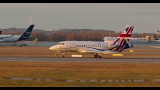 🇬🇧 RAF Dassault Falcon 900LX sunset landing in MUC ahead of Munich Security Conference [upl. by Esyak]