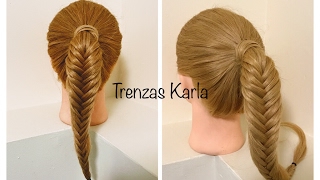 Como Hacer una Trenza Espiga o Dos Cabos Trenza Pescado para colegio  FISH TAIL BRAID [upl. by Moses]