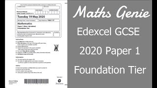 Edexcel GCSE Maths 2020 Foundation Exam Paper 1 Walkthrough [upl. by Eal]