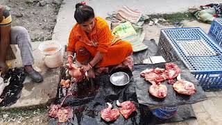 two beautiful women super fast chicken cuttinglady chicken killeramazing chicken cutting skills। [upl. by Oribella]