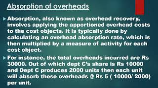 Allocation Apportionment and Absorption of Overheads for BCom Pass Hons students [upl. by Irita]