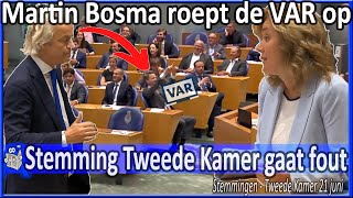 Stemming Tweede Kamer gaat fout Bosma roept VAR op Wilders wijst Bergkamp op reglement van orde [upl. by Socem]