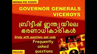 FAQCODEGOV GENERALS VICEROYSPLASSEYBUXARREGULATING ACTGOVTOF INDIA ACTNEENAS PSC POINTS20 [upl. by Aneral]