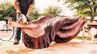 Turning a large tree stump into a work of art  The journey of a young carpenter [upl. by Oileduab551]