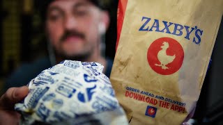 Zaxbys Signature Chicken Sandwich w Fries amp Drink  BDAY ASMR Whispering Chewing Sounds [upl. by Ivana]