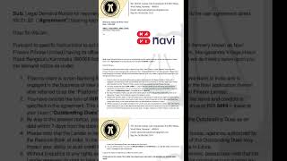 Navi Is Sending A Legal Demand Notice navi repayment nahi kiya toshorts [upl. by Eibrab]