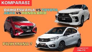 DAIHATSU AYLA 2023 TURBO VS TOYOTA AGYA 2023 RACING VS HONDA BRIO 2023 URBANITE KOMPARASI [upl. by Assenab]