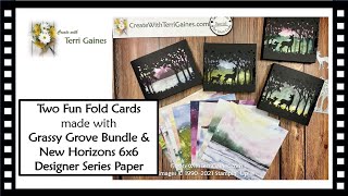 Grassy Grove Bundle amp New Horizons Designer Series Paper Fun Fold Cards [upl. by Metabel]