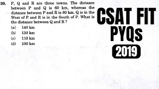 CSAT PYQ2019 P Q and R are three towns The distance between P and Q is 60km whereas the… [upl. by Anayhd]