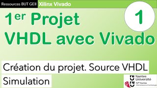 Vivado 1  Premier projet VHDL avec Vivado Création du projet Ecriture des sources Simulation [upl. by Brittan427]