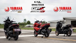 GPX DZ3 vs YAMAHA XMax300 vs NMax155 มาต่อรอบ 2 DRAG RACE [upl. by Barnabas]