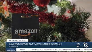 Walgreens customer warns Christmas shoppers to use caution after buying tampered gift card [upl. by Halsted150]