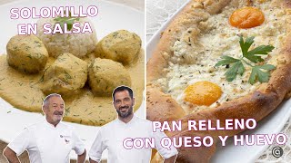 SOLOMILLO de cerdo en salsa y PAN relleno de QUESO con huevo  Joseba y Karlos Arguiñano [upl. by Elyrad231]