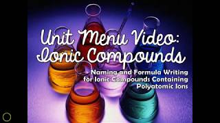 Unit Menu Ionic Compounds  Polyatomic Ions [upl. by Ursi]