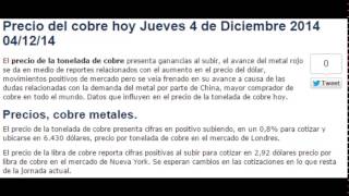 Precio tonelada de cobre hoy libra Jueves 4 de Diciembre 2014 041214 [upl. by Mellen]