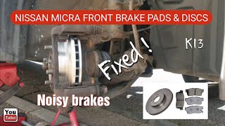 Nissan Micra K13 Front Brake Pads amp Discs Change Excessive Noise From Brakes Due to Worn Out Discs [upl. by Dulcinea]