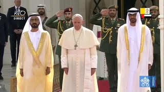 Cérémonie de bienvenue du pape François aux Emirats Arabes Unis [upl. by Neetsirk]