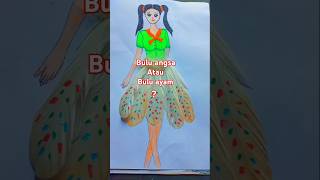 Manga kolase rok bulu ayam manga drawing collaboration on chicken feather skirt design [upl. by Raycher60]