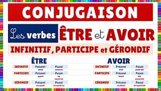 Conjugaison  les verbes être et avoir à linfinitif participe et gérondif présent et passé [upl. by Jorey]