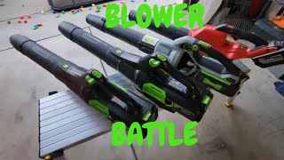 BLOWER BATTEL EGO VS GREENWORKS PRO VS MILWAUKEE  GREENWORKS WARRANTY [upl. by Schnurr]