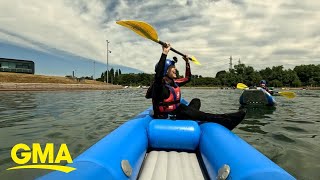 Trying out kayak cross ahead of 2024 Olympics [upl. by Hodosh]