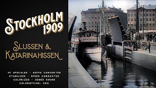 Stockholm 1909 Slussen amp Katarinahissen  Remastered 4K 60fps [upl. by Nolyaw661]