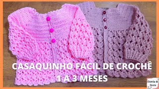 CASAQUINHO FÁCIL DE CROCHE PARA BEBÊ   ZOE [upl. by Pacheco]