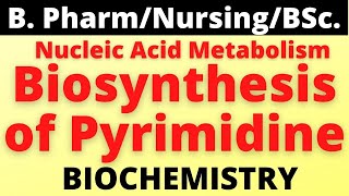 Biosynthesis of PyrimidineNucleic Acid MetabolismBiochemistryB PharmacyBScNursing [upl. by Ahtimat]