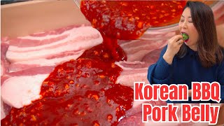 🌶SPICY MOIST Pork Belly that MELTS in your mouth Korean BBQ Pork Belly Recipe 입에서 녹는 매콤한 삼겹살구이 [upl. by Odoric]