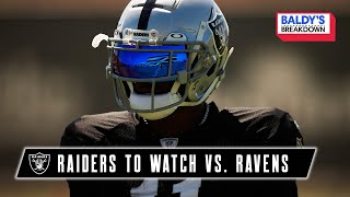 Raiders to Watch in Week 1  Baldy’s Breakdowns  NFL  Raiders vs Ravens [upl. by Norat972]