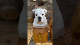 NATURAL VS PAINTED Chainsaw carved Bulldog Busts Which do you prefer [upl. by Lilith]