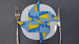 HOW TO FOLD A PAPER NAPKIN INTO A PINWHEEl  NAPKIN FOLDING [upl. by Mosier]